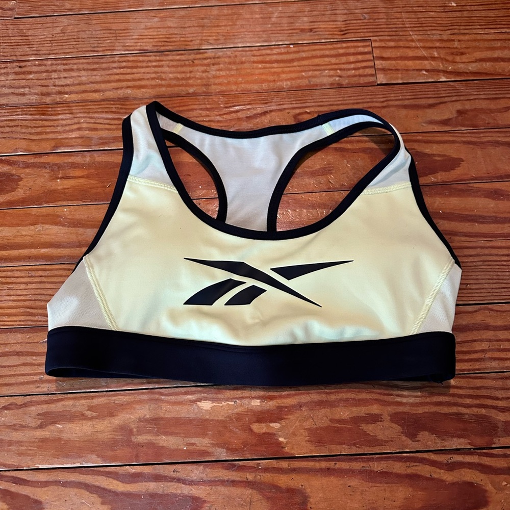 Reebok Women's Light Yellow and Black Sports Bra